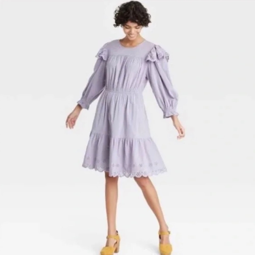 Lilac / Lavender Light Purple Lacey Ruffle Cottagecore Dress